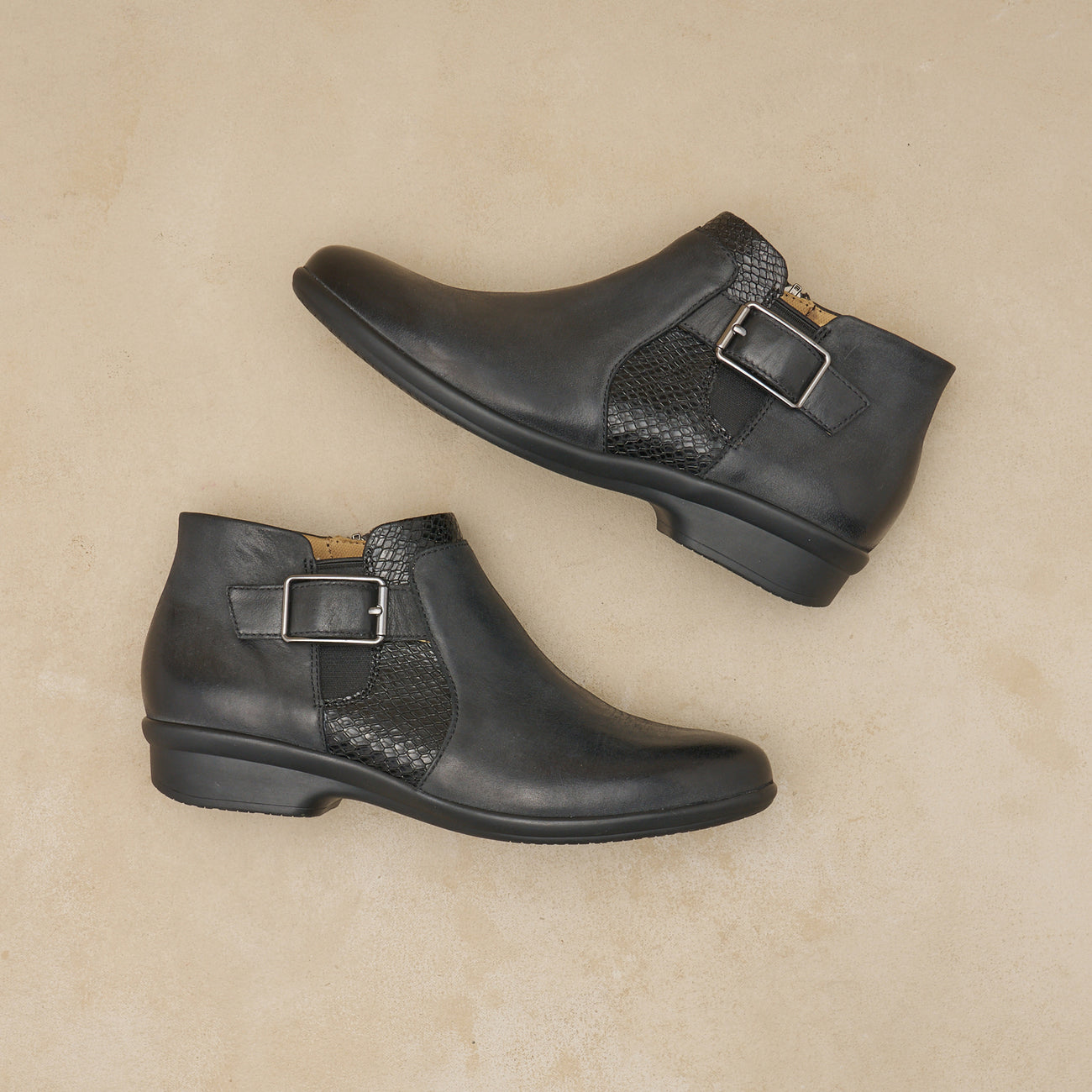 Carolyn Black Leather Bootie