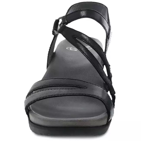 ADDYSON Black Glazed Leather Sandals