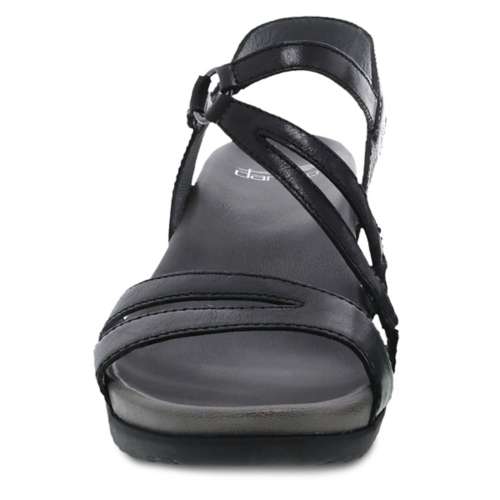 ADDYSON Black Glazed Leather Sandals