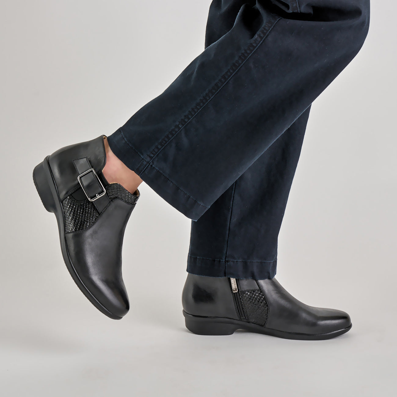 Carolyn Black Leather Bootie