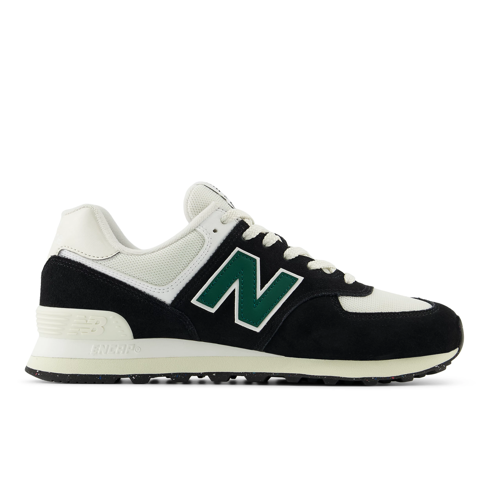 New Balance 574 Black White Marsh Green
