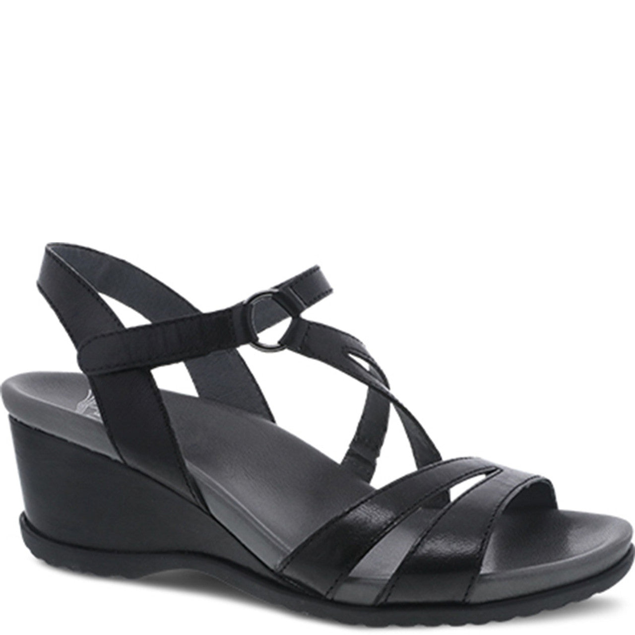 ADDYSON Black Glazed Leather Sandals