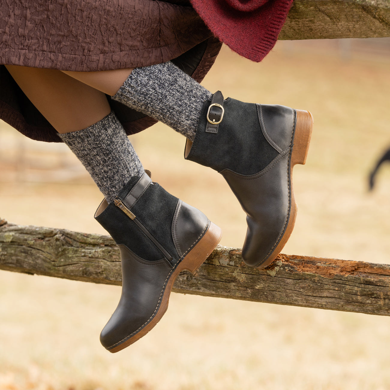 Monique Black Burnished Calf Boot