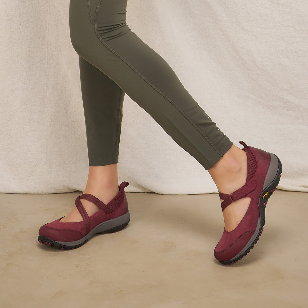 PRIMROSE Wine Burnished Suede Mary Jane