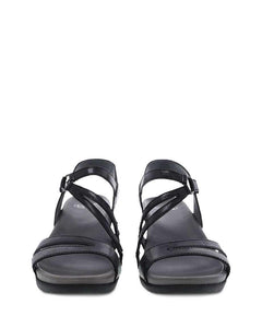 ADDYSON Black Glazed Leather Sandals