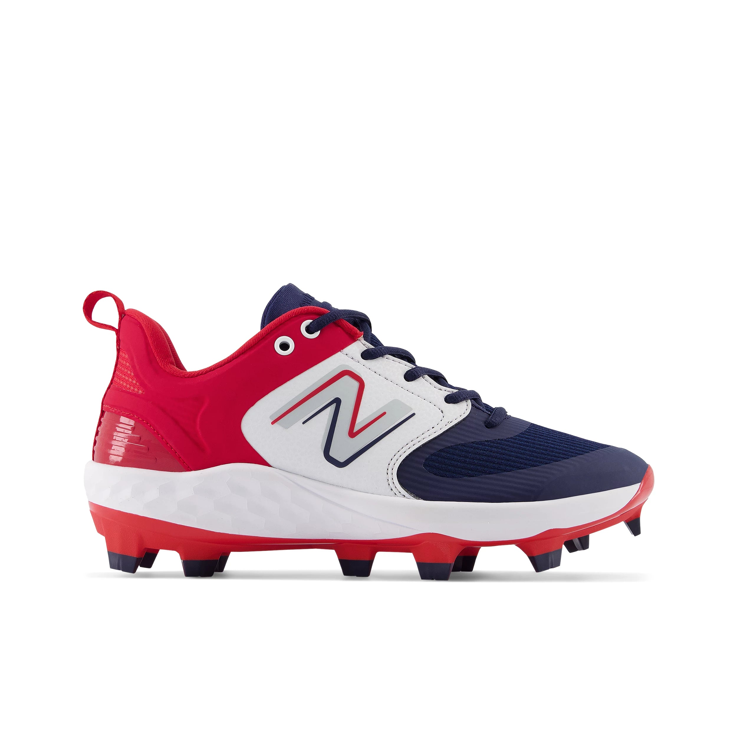 Red white best sale blue baseball cleats